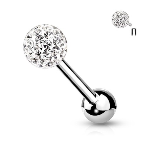 Piercing do jazyka vnitřní závit (čirá)