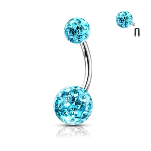 Piercing do pupíku s vnitřním závitem (tyrkysová)