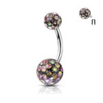 Piercing do pupíku s vnitřním závitem (duhová)