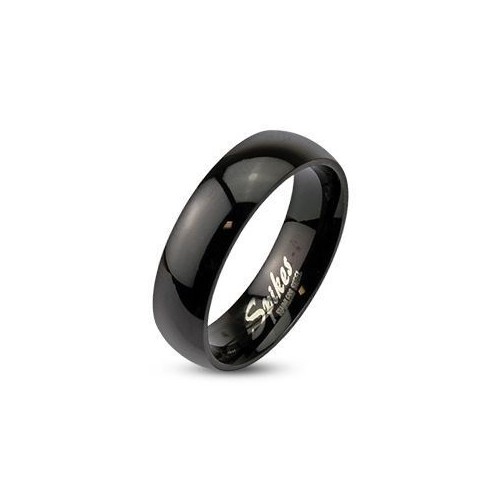 Ocelový prsten černý, šíře 6 mm (65)