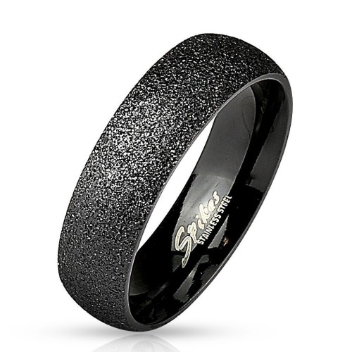 Černý ocelový prsten pískovaný, šíře 6 mm (65)