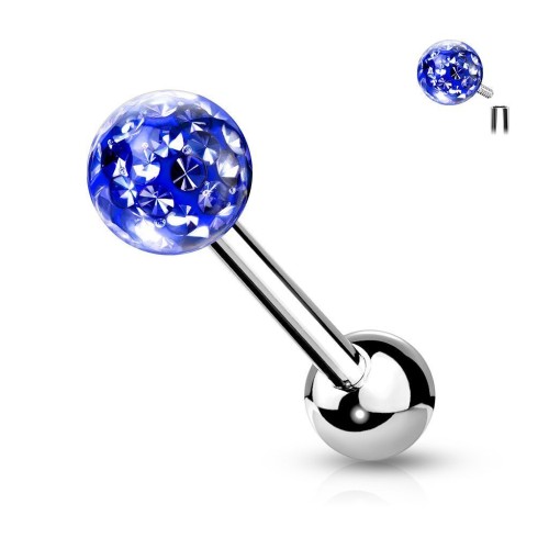 Piercing do jazyka vnitřní závit (tmavě modrá)