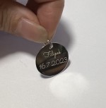 Stříbrný přívěsek destička kulatá