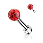 Piercing do brady - labreta/cartilage s kamínky 1,2 x 8 mm (tyrkysová)