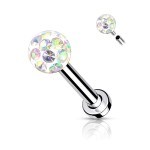 Piercing do brady - labreta/cartilage s kamínky 1,2 x 8 mm (tyrkysová)