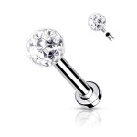 Piercing do brady - labreta/cartilage s kamínky 1,2 x 8 mm (tyrkysová)