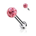 Piercing do brady - labreta/cartilage s kamínky 1,2 x 8 mm (tyrkysová)