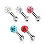 Piercing do brady - labreta/cartilage s kamínky 1,2 x 8 mm (duhová)