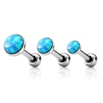 Cartilage piercing do ucha, opál světle modrý (2 mm)