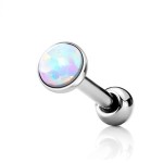 Cartilage piercing do ucha, opál bílý (3 mm)
