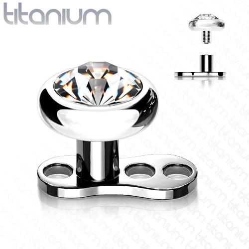Kompletní microdermal piercing 1,2 mm - čirý kamínek (5 mm)