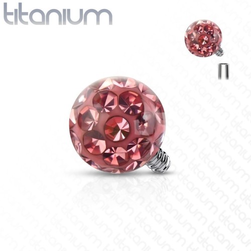 Ozdobná kulička k dermálu TITAN, závit 1,6 mm, barva: růžová (4 mm)