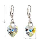 Stříbrné náušnice visací s krystaly Swarovski AB efekt srdce 31012.2