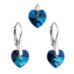 Sada šperků s krystaly Swarovski náušnice a přívěsek modrá srdce 39003.5 bermuda blue [0]