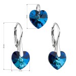 Sada šperků s krystaly Swarovski náušnice a přívěsek modrá srdce 39003.5 bermuda blue [1]