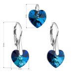 Sada šperků s krystaly Swarovski náušnice a přívěsek modrá srdce 39003.5 bermuda blue