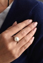 Stříbrný prsten se Swarovski perlou bílý 35022.1 [1]