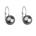 Stříbrné náušnice visací s perlou Swarovski šedé kulaté 31143.3 grey [0]