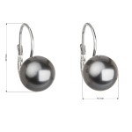 Stříbrné náušnice visací s perlou Swarovski šedé kulaté 31143.3 grey [1]