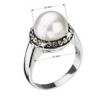 Stříbrný prsten s šedými krystaly Swarovski a bílou perlou 35021.3 [2]