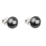Stříbrné náušnice pecka s perlou Swarovski šedé kulaté 31142.3 grey [0]
