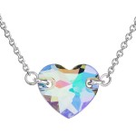 Stříbrný náhrdelník s krystaly Swarovski zeleno-fialové srdce 32020.5 [0]