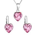 Sada šperků s krystaly Swarovski náušnice, řetízek a přívěsek růžové srdce 39141.3 [0]