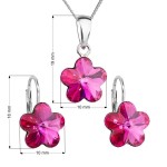 Sada šperků s krystaly Swarovski náušnice, řetízek a přívěsek růžová kytička 39143.3 fuchsia [1]