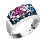 Stříbrný prsten s krystaly Swarovski mix barev modrá růžová 35014.4 [0]