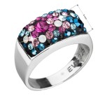Stříbrný prsten s krystaly Swarovski mix barev modrá růžová 35014.4 [2]