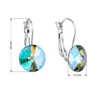 Náušnice bižuterie se Swarovski krystaly zelené fialové kulaté 51002.5