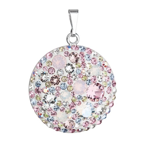 Stříbrný přívěsek s krystaly Swarovski růžový kulatý 34131.3