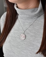 Stříbrný přívěsek s krystaly Swarovski růžový kulatý 34131.3