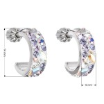 Stříbrné náušnice kruhy s krystaly Swarovski fialový půlkruh 31118.3 Violet