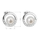 Stříbrné náušnice pecky s bílou říční perlou 21022.1M [3]