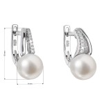 Stříbrné náušnice visací s bílou říční perlou 21025.1 [3]
