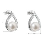 Stříbrné náušnice visací s bílou říční perlou 21033.1M