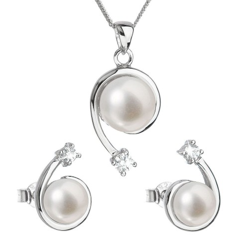 Perlová souprava z říčních perel bílá 29031.1