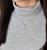 Stříbrný přívěsek s krystalem Swarovski bílý medvídek 34229.1