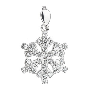 Stříbrný přívěsek s krystaly Swarovski bílá vločka 34221.1