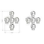 Stříbrné náušnice pecka se zirkonem bílá lebka 11063.1