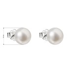 Stříbrné náušnice pecky s bílou říční perlou 21042.1 [2]