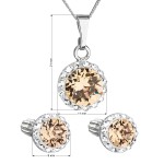 Sada šperků s krystaly Swarovski náušnice, řetízek a přívěsek hnědé oranžové kulaté 39352.3 light colorado topaz