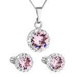 Sada šperků s krystaly Swarovski náušnice, řetízek a přívěsek růžové kulaté 39352.3 light rose [0]