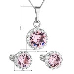 Sada šperků s krystaly Swarovski náušnice, řetízek a přívěsek růžové kulaté 39352.3 light rose