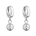 Stříbrné visací náušnice kroužky se Swarovski krystalem 31300.1 bílé 