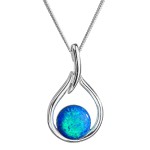 Stříbrný náhrdelník se syntetickým opálem modrá kapka 12045.3 [0]