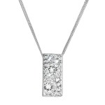 Stříbrný náhrdelník se Swarovski krystaly bílý obdélník 32074.1 [0]
