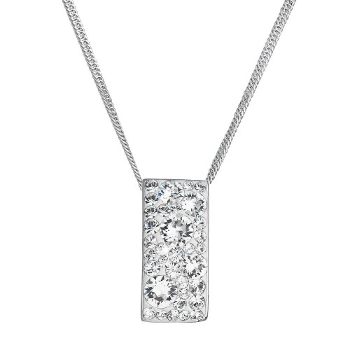 Stříbrný náhrdelník se Swarovski krystaly bílý obdélník 32074.1