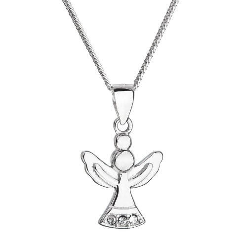 Stříbrný náhrdelník anděl se Swarovski krystaly bílý 32078.1